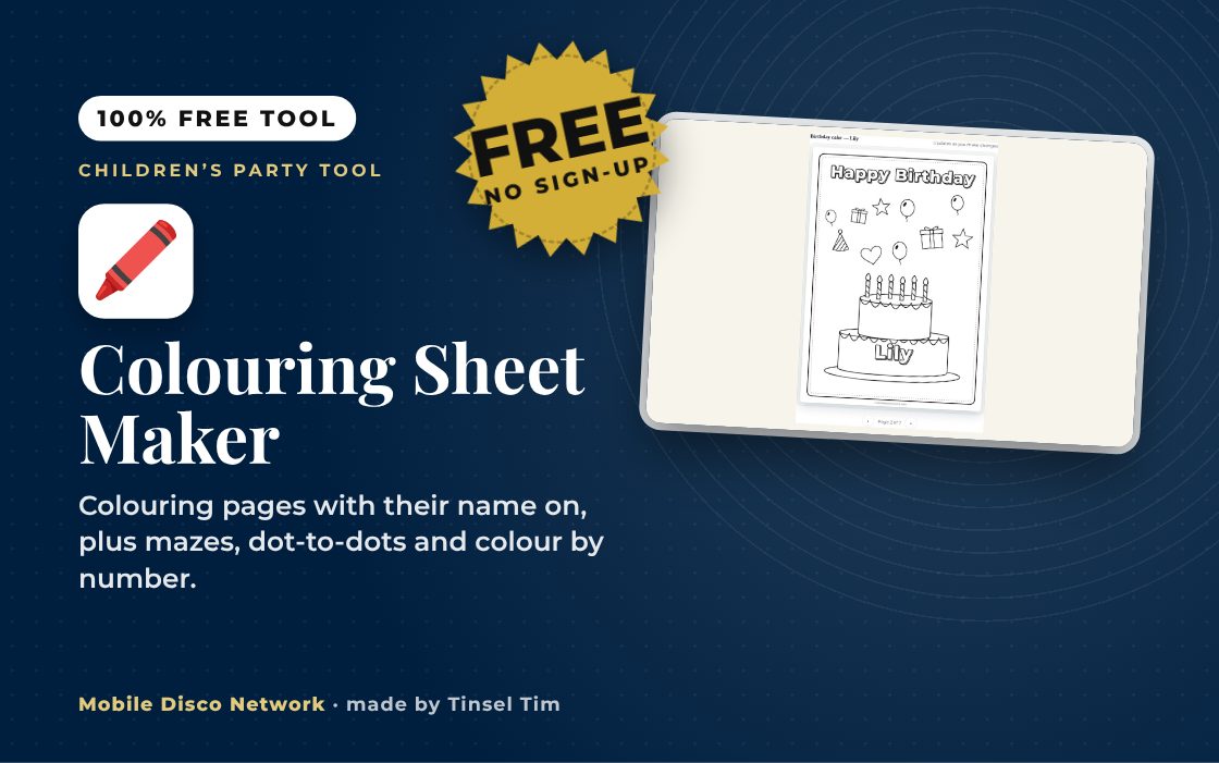 Printable colouring pages with a child's name and birthday cake