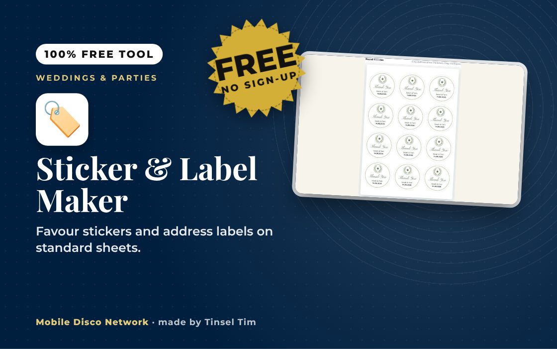 Printable round labels lined up on an A4 label sheet