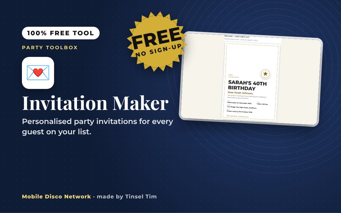 Invitation Maker: free tool from Mobile Disco Network