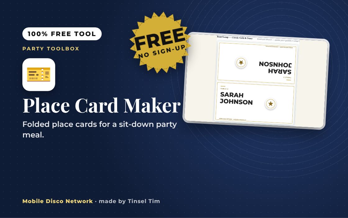 Place Card Maker: free tool from Mobile Disco Network