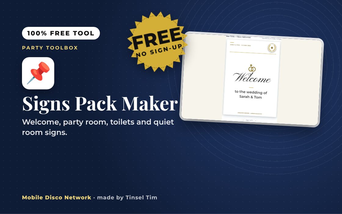 Signs Pack Maker: free tool from Mobile Disco Network