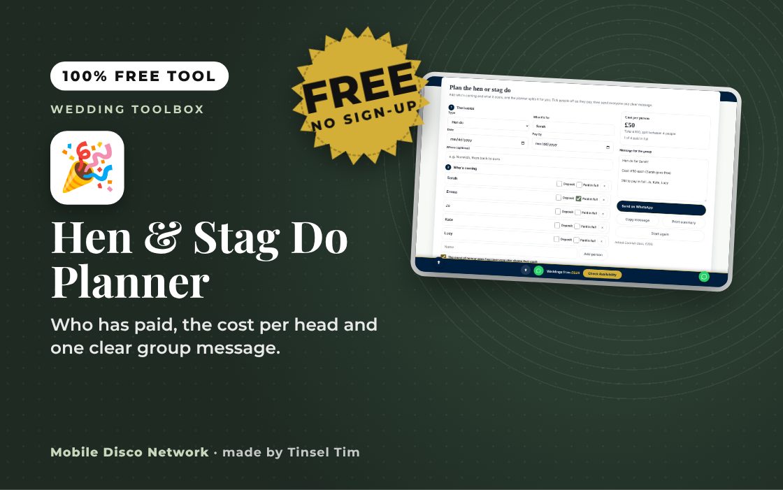 Hen & Stag Do Planner: free tool from Mobile Disco Network