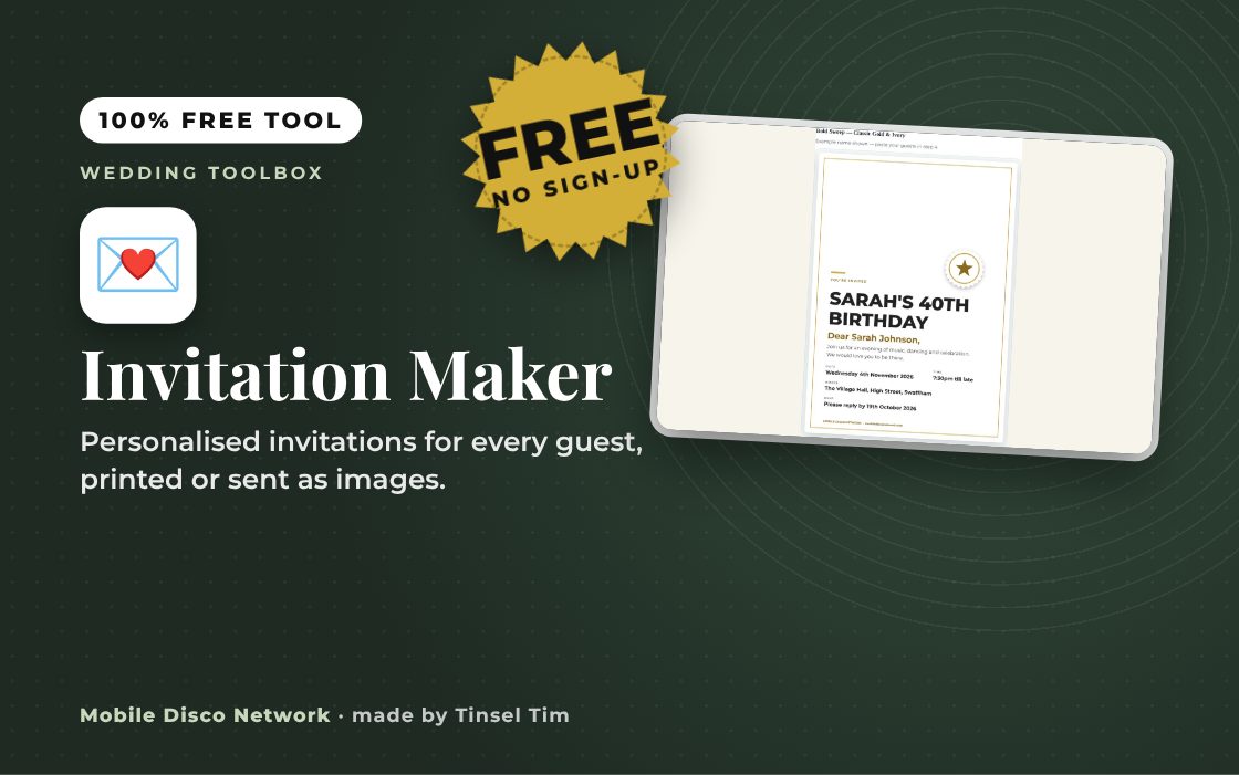 Invitation Maker: free tool from Mobile Disco Network