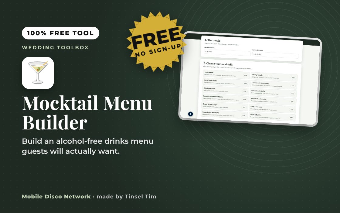 Mocktail Menu Builder: free tool from Mobile Disco Network