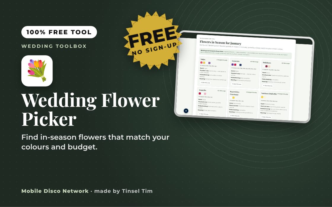 Wedding Flower Picker: free tool from Mobile Disco Network