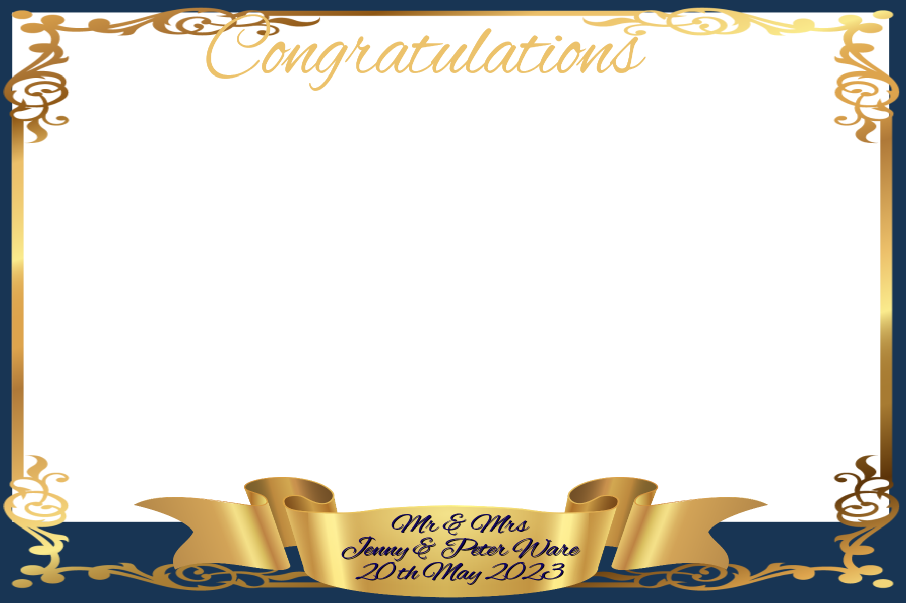 Custom digital frame template for wedding photo booth photos